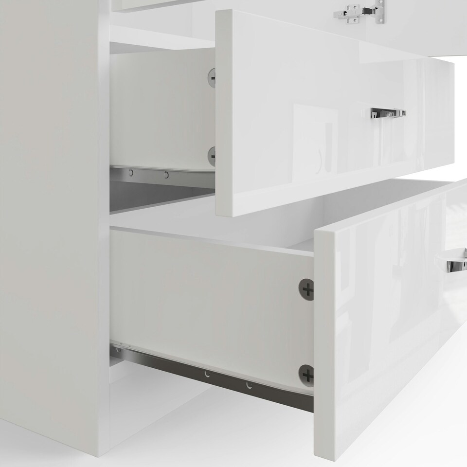 image 1 of FWStyle Chilton Combination Wardrobe 2 Door 2 Drawer - White Gloss Front White