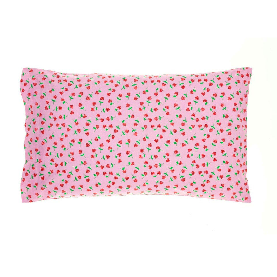 image 1 of Rachel Riley Strawberry Rose Duvet Cover Set Single Bed Pink | One Size