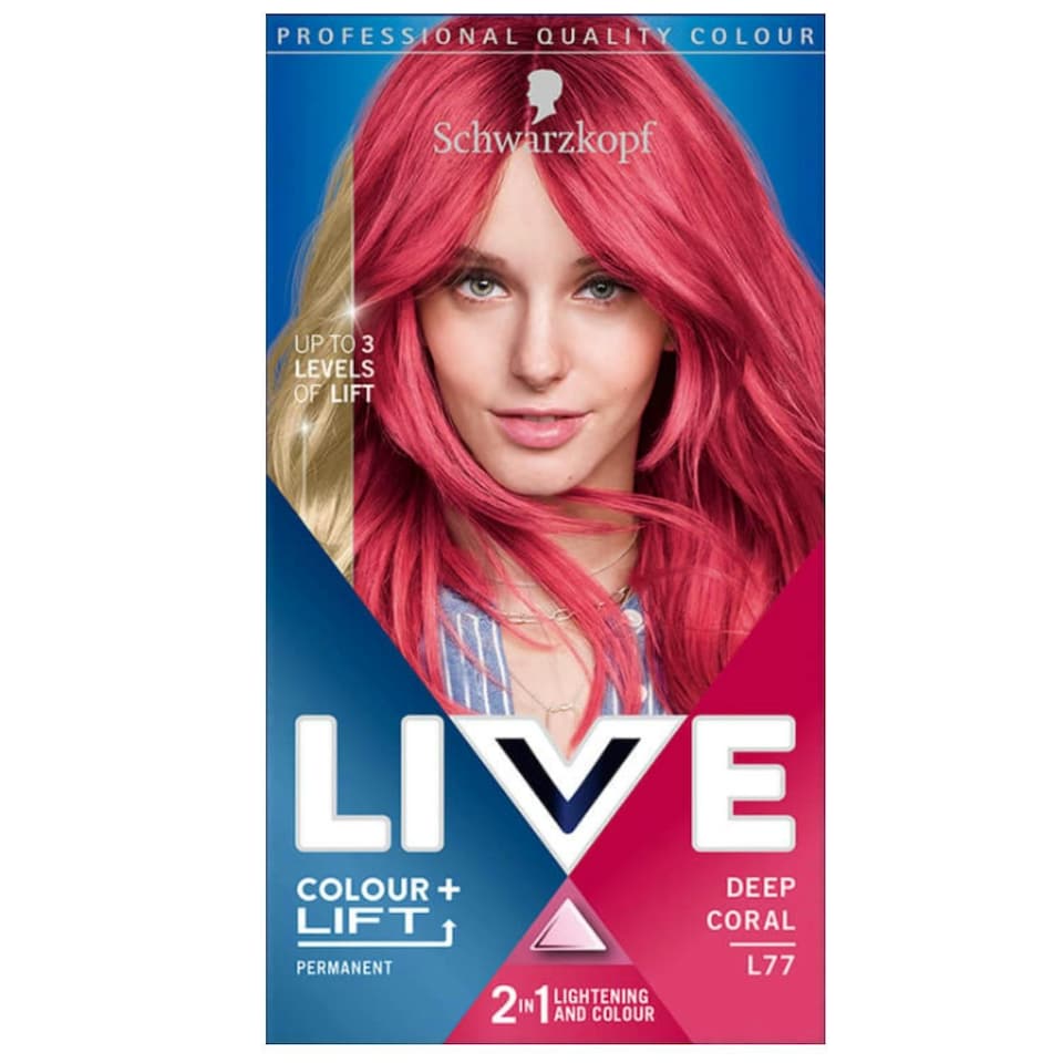 image 1 of Schwarzkopf LIVE Colour + Lift Permanent Hair Dye Deep Coral L77 N/A