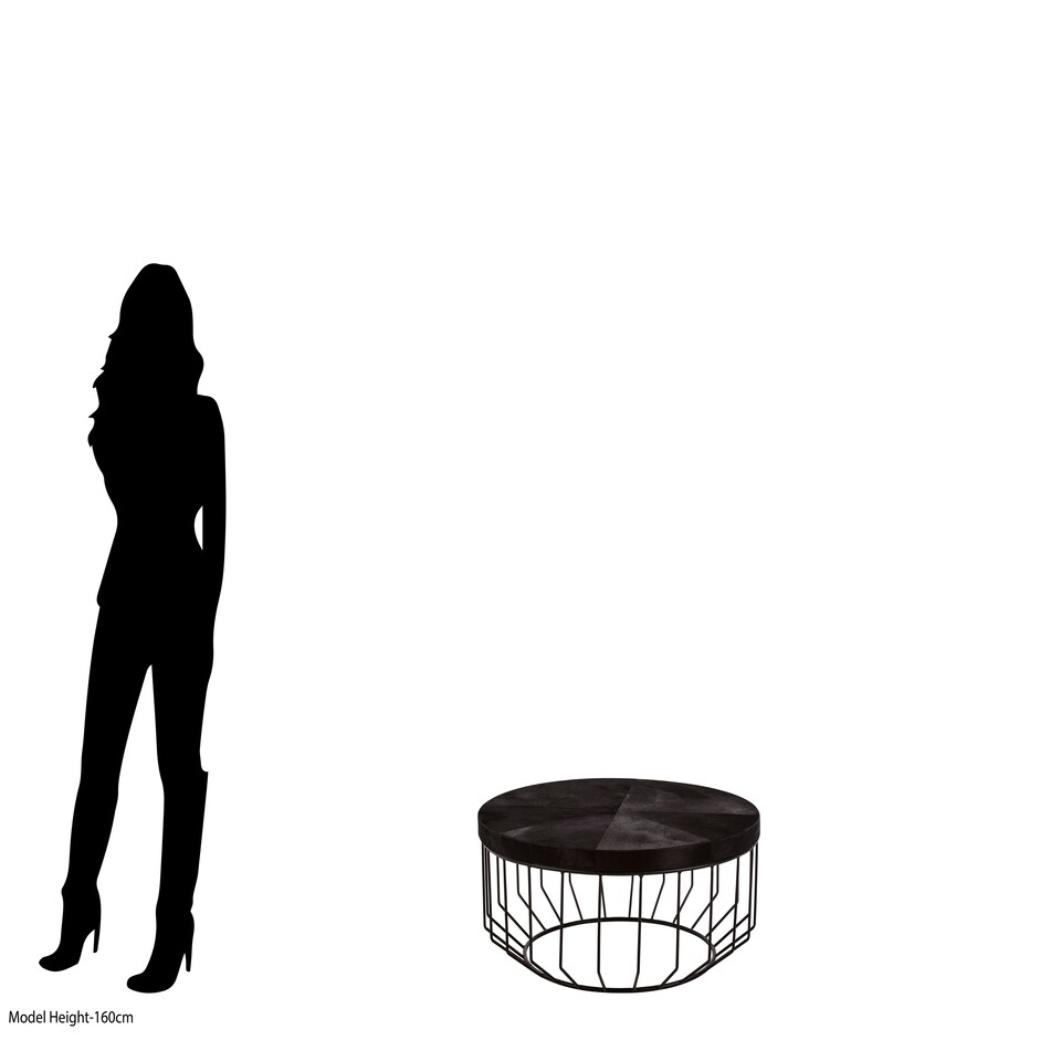 image 1 of Kensington Townhouse Hair On Hide Top Round Coffee Table Black