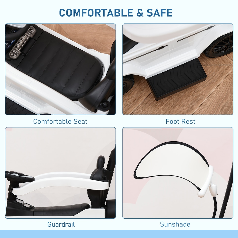 image 1 of HOMCOM 3 in 1 Kids Children Ride on Push Car Toddler Sliding Car G350 Licensed Walker Foot to Floor Slider Push-Along with Horn Steering Wheel NO POWER Manual, White