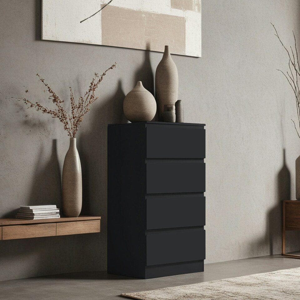image 1 of FWStyle Stora 4 Drawer Chest of Drawers - Matt Black