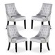 image 10 of Set of 4 Velvet Dining Chairs Ergonomic Scoop Knockerback & Button Tufted Wood Legs Blue