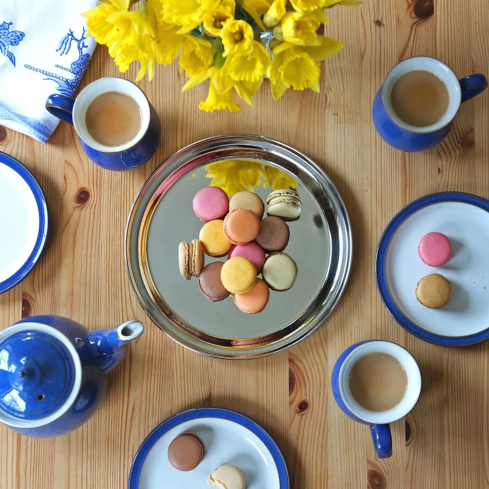 image 1 of Argon Tableware Round Stainless Steel Serving Tray - 35.5cm | Silver | Silver