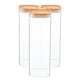 image 1 of Argon Tableware Square Glass Storage Jars with Wooden Lids - 2.2 Litre - Pack of 6