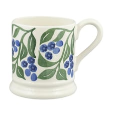 Mug: 1 x 300ml Emma Bridgewater Blueberries 1/2 Pint Mug, Ceramic White