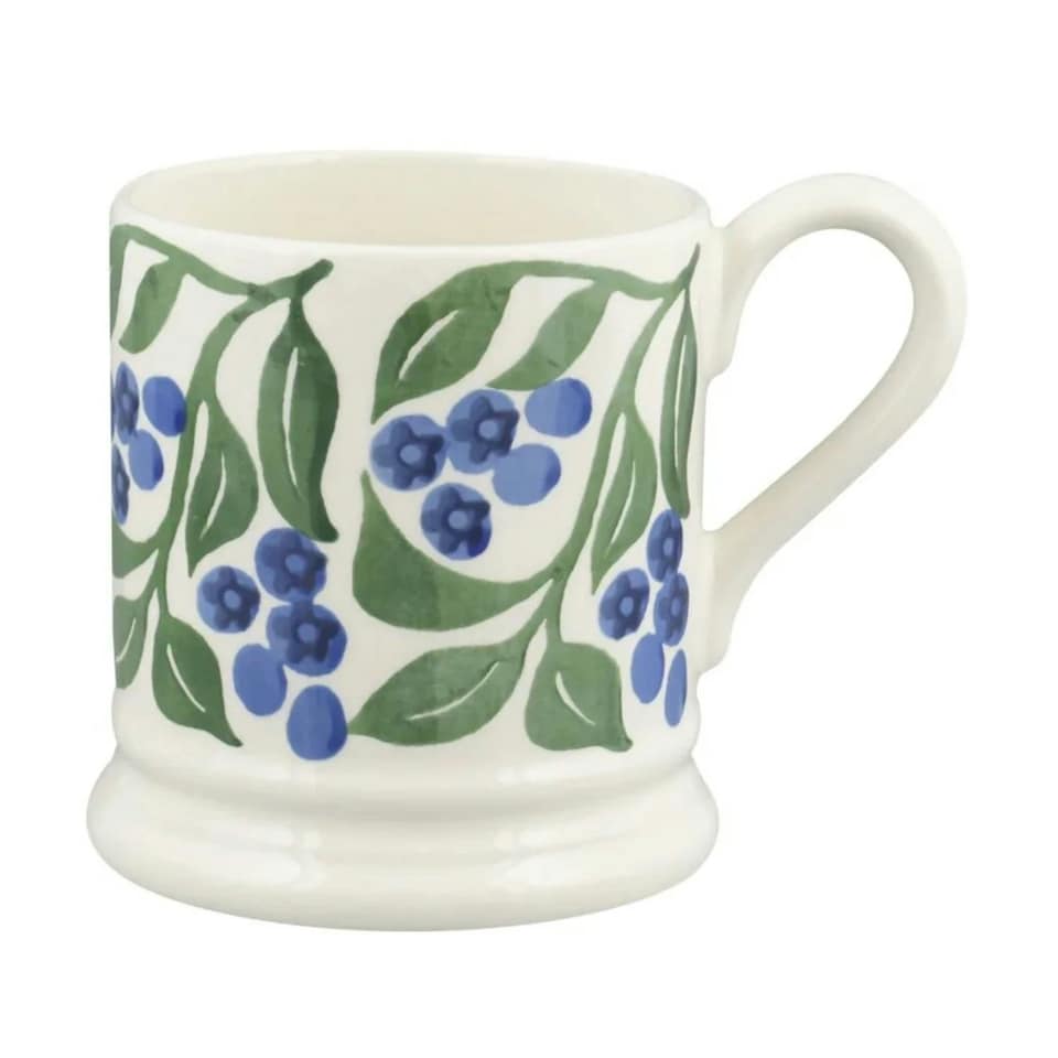 image 1 of Mug: 1 x 300ml Emma Bridgewater Blueberries 1/2 Pint Mug, Ceramic White