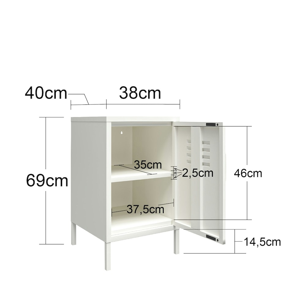 image 1 of Mission District Metal End Table with 1 Door Black | Black | Black