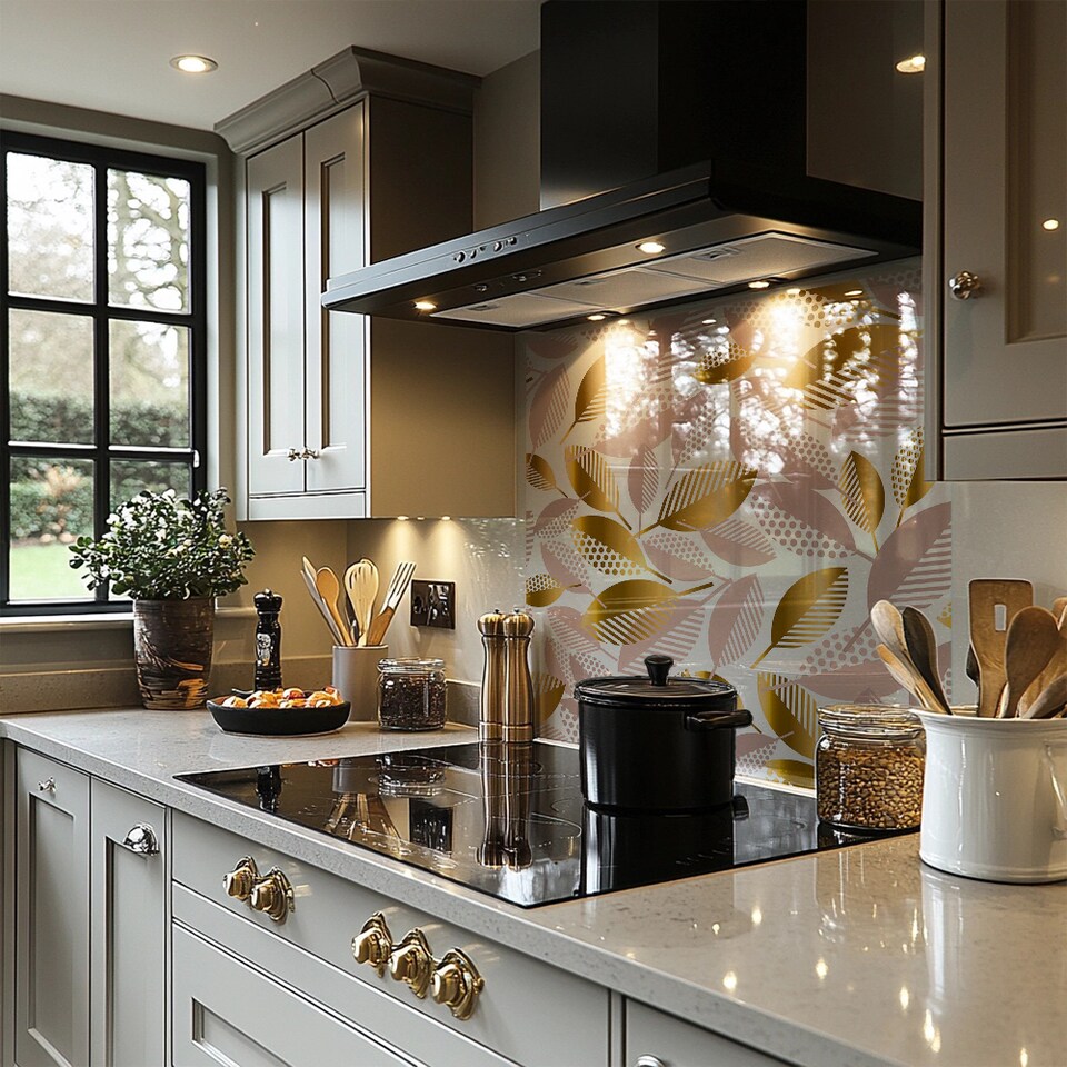 image 1 of Pastel Rose And Gold Autumn Splash Back | White