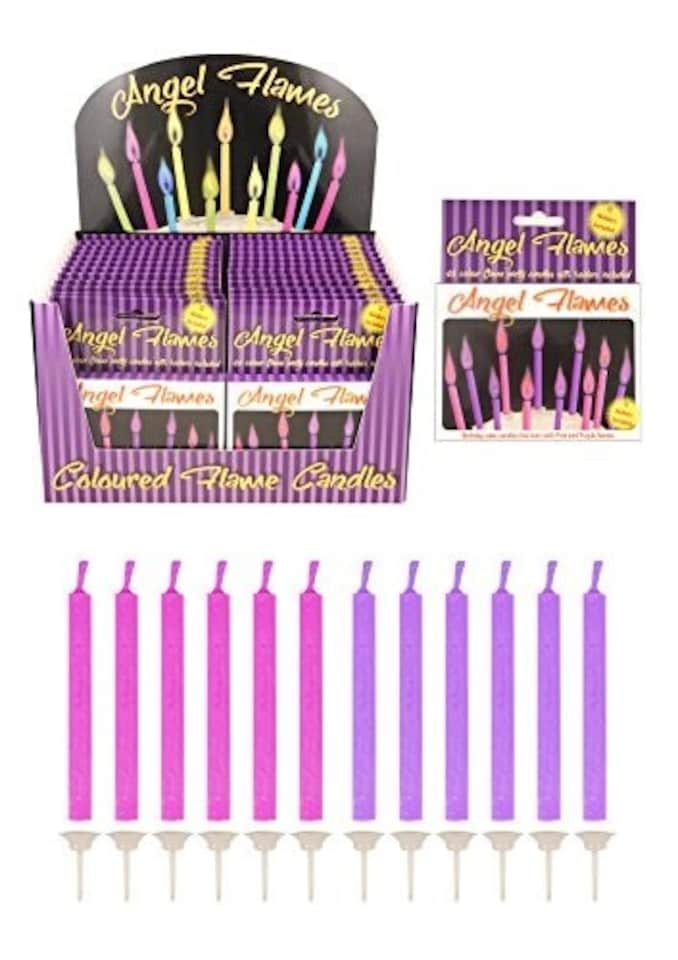 image 1 of Pack of 12 Blue and White Colour Angel Flames Candles for Boys Birthday