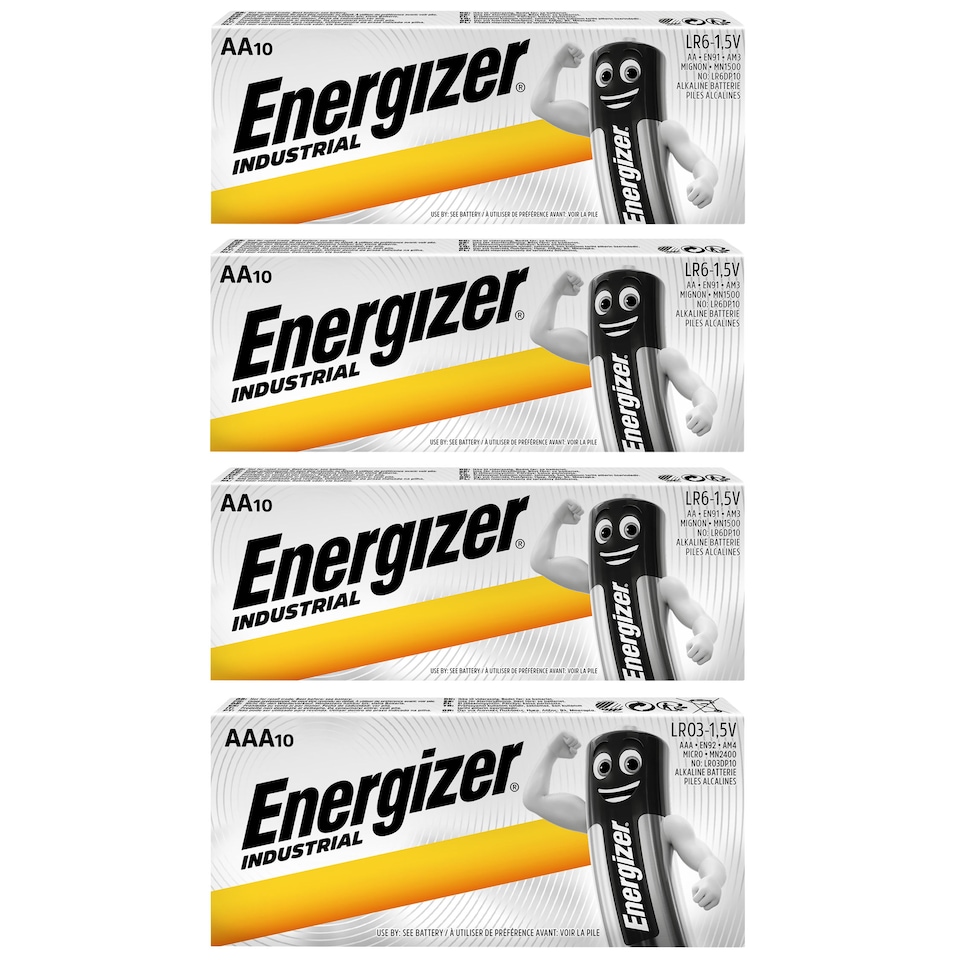 Energizer AA & AAA Industrial Alkaline Batteries – Pack of 40 (30x AA & 10x AAA) | Chrome | Not provided | 4