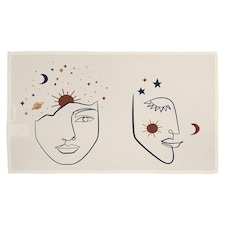 Line art Illustration with Mystical and Celestial elements like stars, moon, sun and planets (Kitchen Towel)