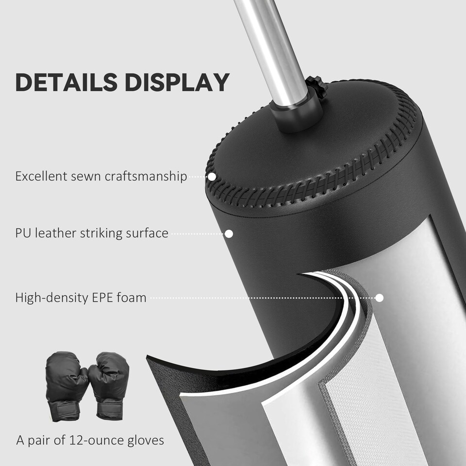 image 1 of HOMCOM Boxing Punch Bag Stand w/ Rotating Flexible Arm Speed Ball Waterable Base | Black