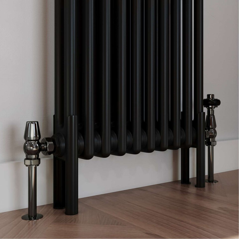 image 1 of Alpha - Black Column Electric Radiator H600mm x W988mm 2 Column 900w Thermostatic WIFI - Feet Included