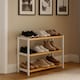 image 2 of Neo White/Natural 3-Tier Bamboo Shoe Rack Stand Natural Wooden Shoe Storage Shelf for Hallway Bedroom Bathroom | White | White/Natural