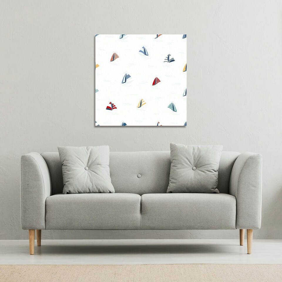 image 1 of Striped Sailboats (Canvas Print) 114 x 114 x 4cm