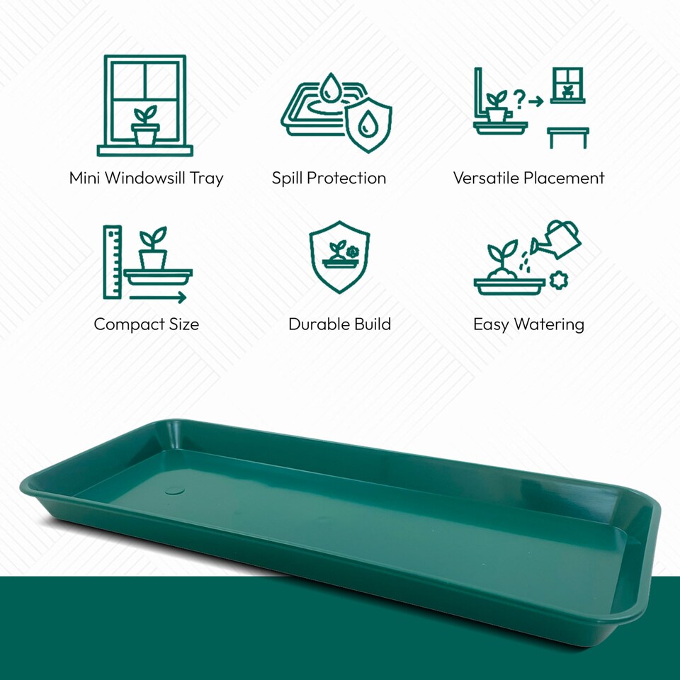 image 1 of 35cm Mini Windowsill Plant Tray Plastic Drip Tray for Indoor Outdoor Plant Pots Pack of 7