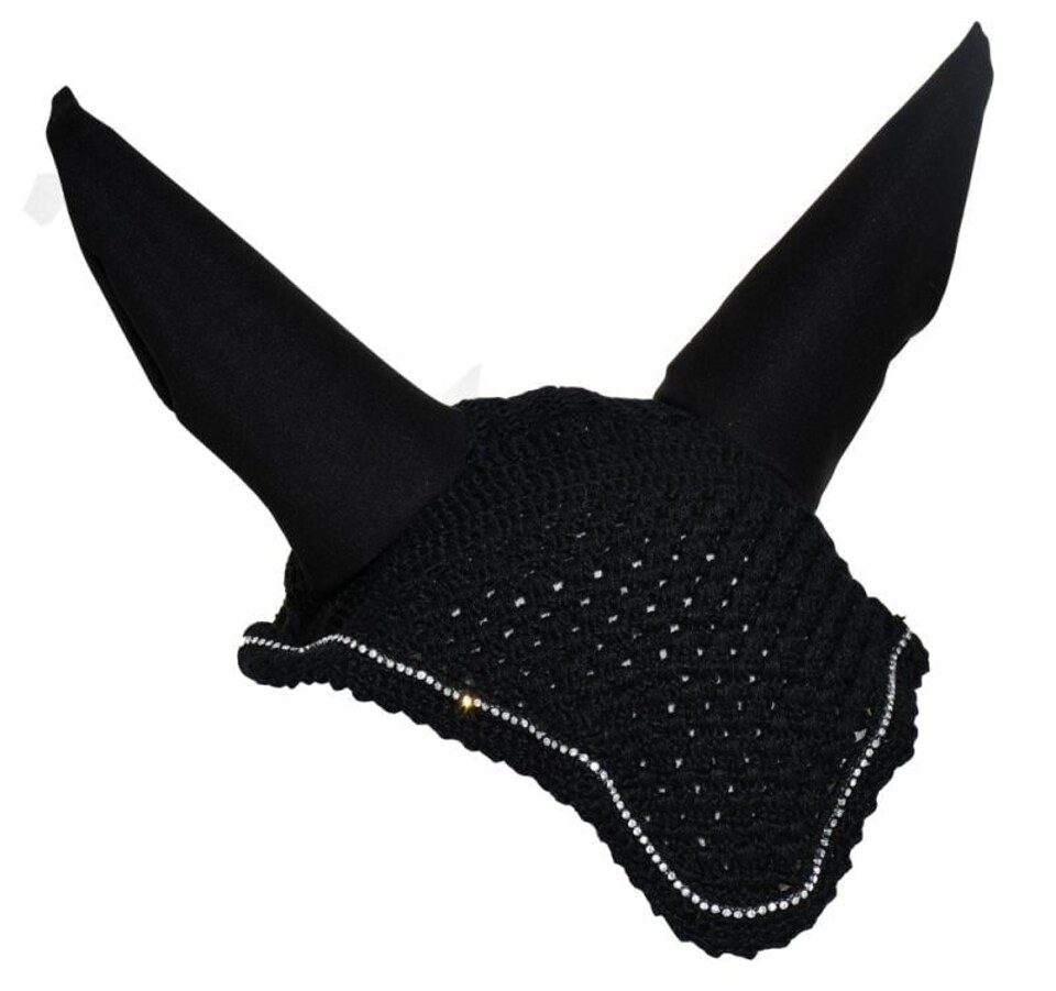 image 1 of Rhinegold Diamante Fly Hood/Noise Muffler | Black | Size: Full
Colour: Black