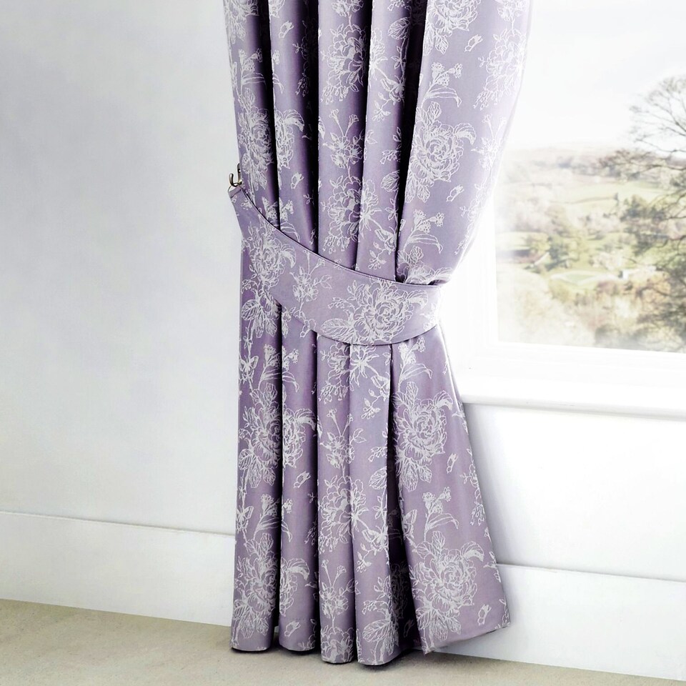 image 1 of D & D Jasmine Pencil Pleat Curtains Lavender