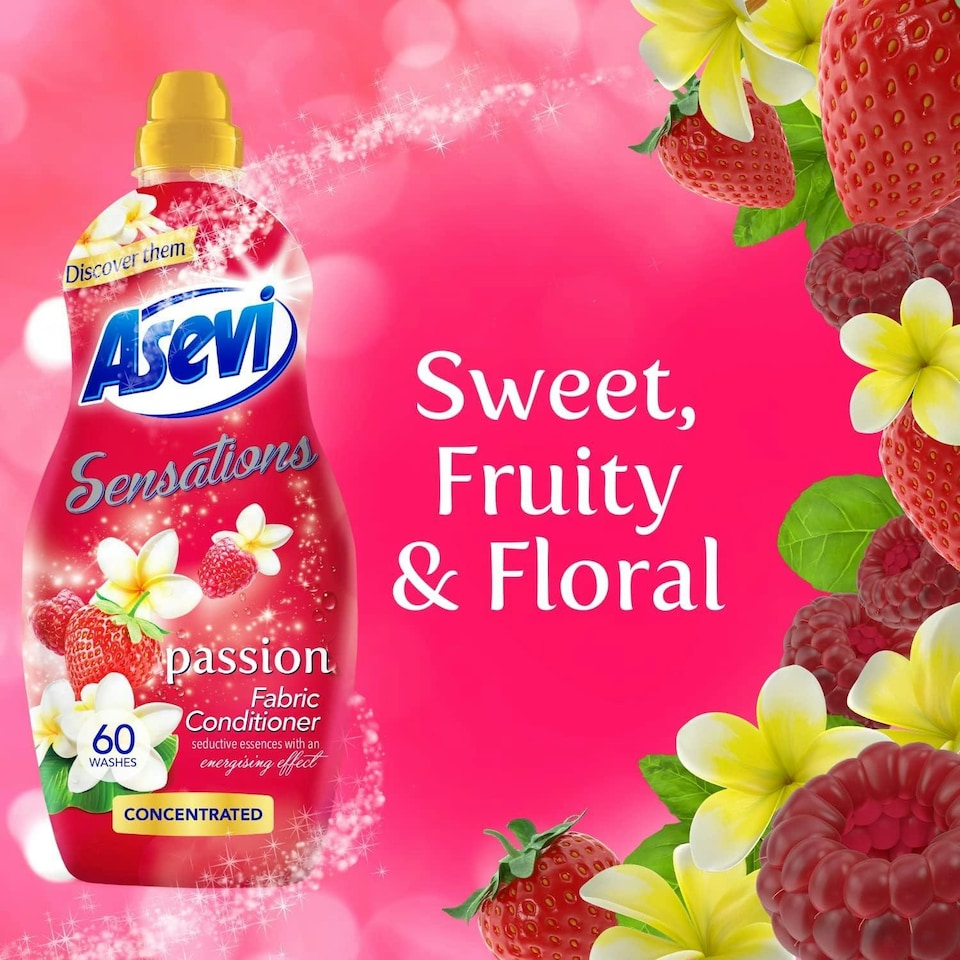 image 1 of Asevi Fabric Conditioner Concentrate Passion Laundry Liquid 60 Washes 1.32L