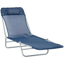 Outsunny Adjustable Sun Bed Garden Lounger Recliner Relaxing Camping Blue | Blue | Dark Blue