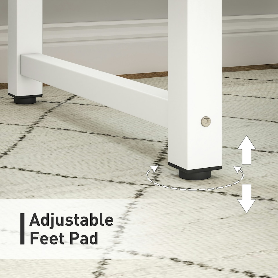 image 1 of HOMCOM Modern Computer Desk, Writing Table with Metal Frame, White | Multi | 80W x 60D x 76Hcm