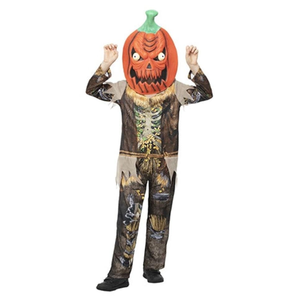 image 1 of Pumpkin Scarecrow Reaper Fancy Dress Costume Kids Unisex Small - Age 4-6