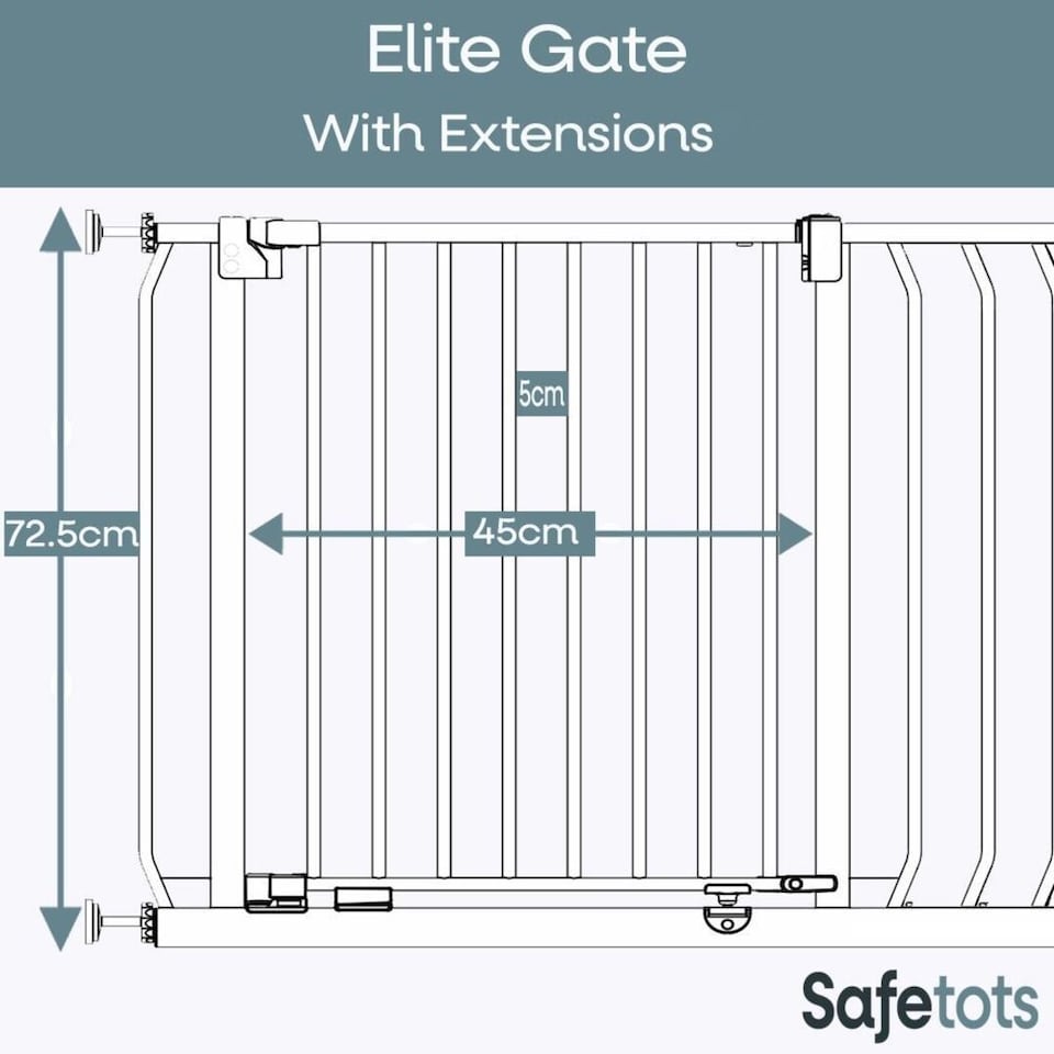 image 1 of Safetots Elite Pressure Safety Gate, 198cm - 207cm, Matt Black, Pressure Fit Stair Gate, Baby Gate for Doors Hallways and Spaces, Safety Barrier, Easy Installation