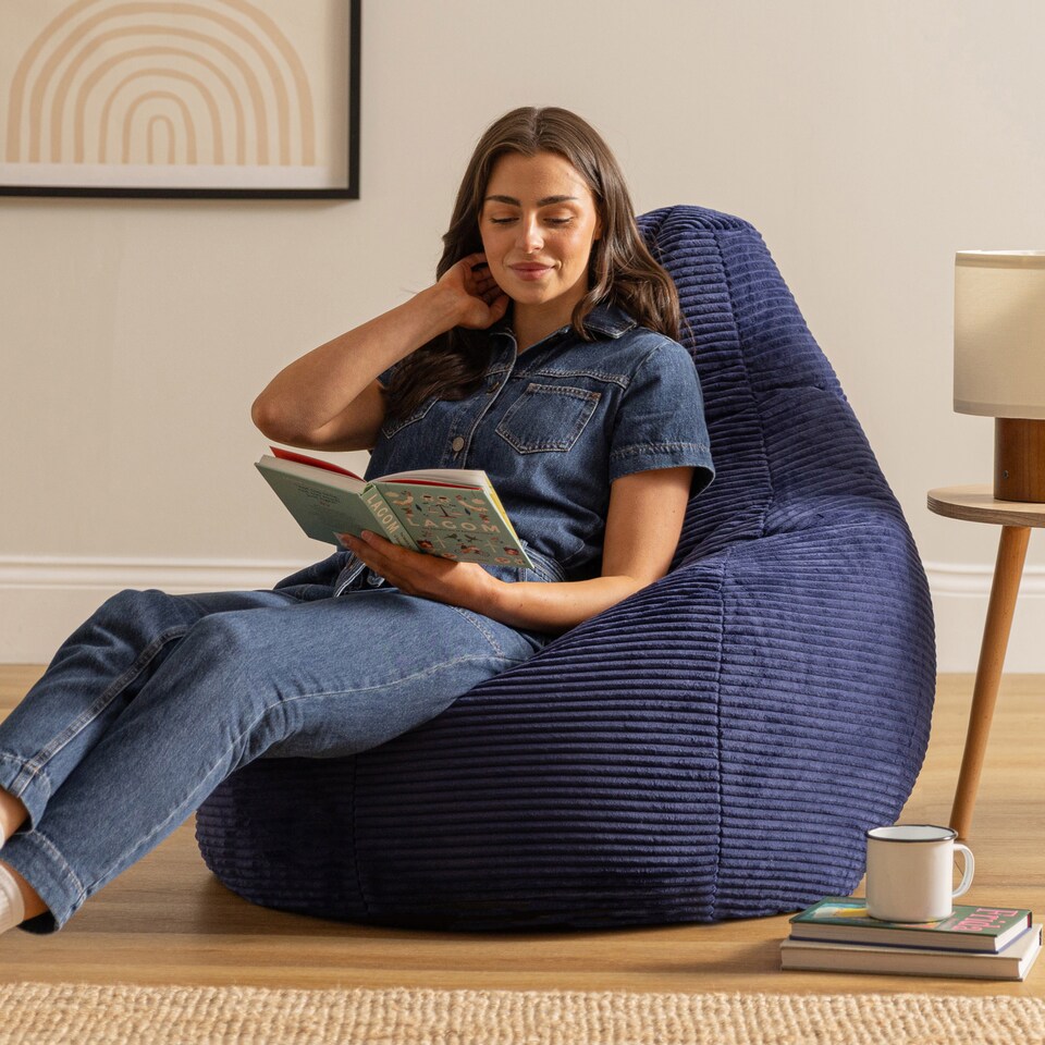 image 1 of Dalton Medium Beanbag Corduroy Navy Blue | Blue | Navy Blue | 1