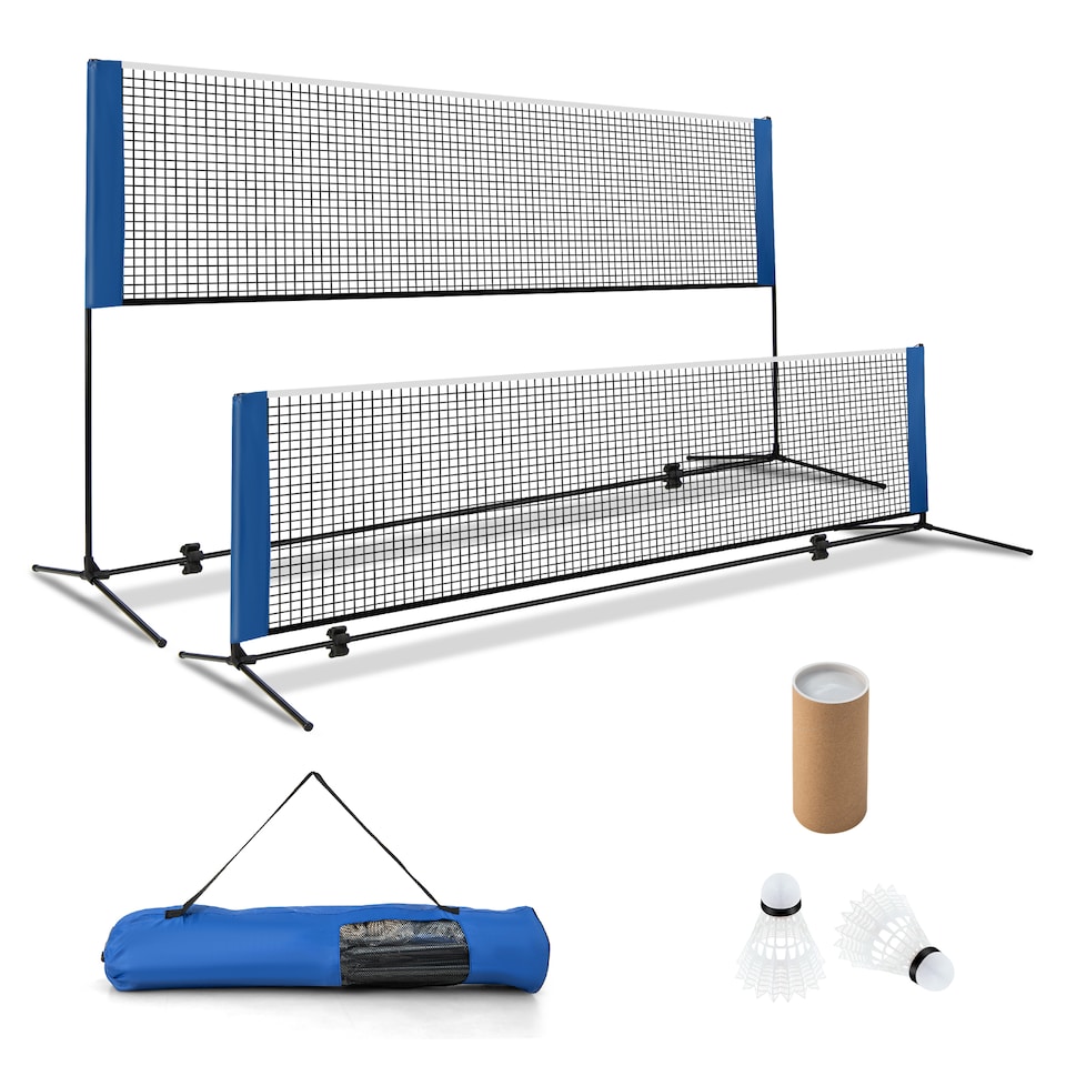 image 1 of COSTWAY Portable Badminton Net Height Adjustable Tennis Net w/ Poles