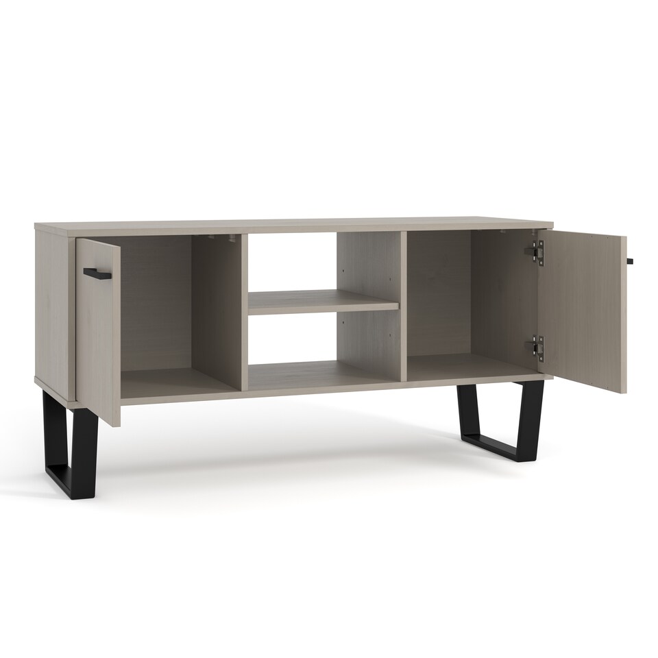image 1 of Texas Wide Screen 2-Door TV Unit - Antique Waxed Pine Media Cabinet with Industrial Handles | Grey | Grey | 1