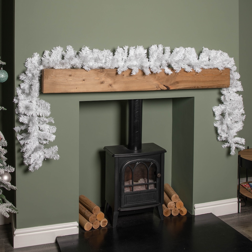 image 1 of 2.7m (9ft) White Christmas Garland with PVC Branches