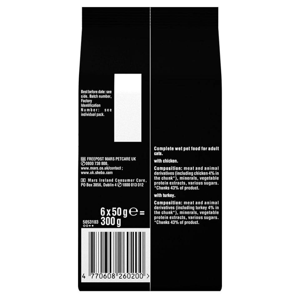 image 1 of Sheba Fresh and Fine Wet Cat Food Pouch Chicken and Turkey in Jelly 6 x 50g (Pack of 8)