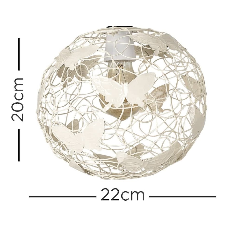 image 1 of ValueLights Modern Cream Butterfly Wire Frame Globe Ceiling Pendant Light Shade