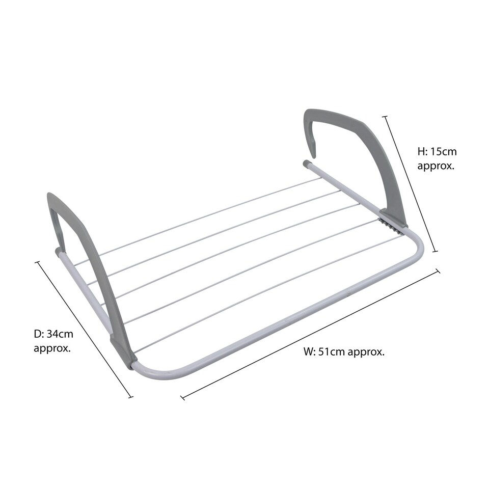 image 1 of JVL Over Door Radiator Clothes Drying Airer-3M, White
