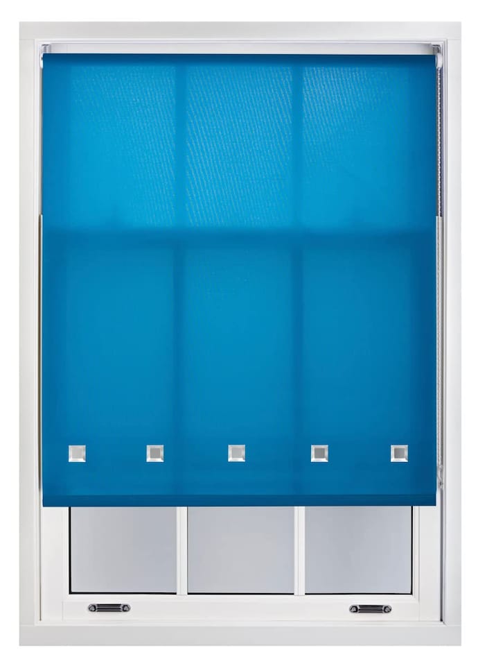image 1 of FURNISHED Roller Blinds Daylight Square Eyelet Light Filtering Easy Fit Trimmable Window Shade | Blue | Teal