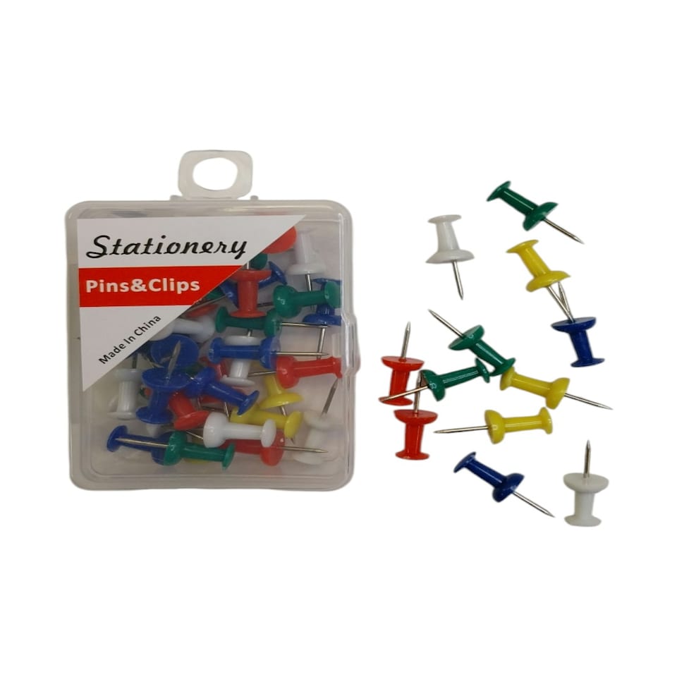 image 1 of Pack of 50 Assorted Coloured Push Pins