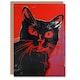 image 1 of Cat Lover Vibrant Red Black Retro Horror Portrait Halloween Card