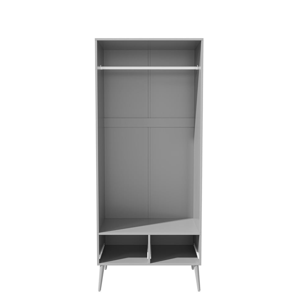 image 1 of Malmo 2 Door 2 Drawer Wardrobe with Scandi Legs Cupboard Hanging Rail 180cm | Multi | Grey Black | 1