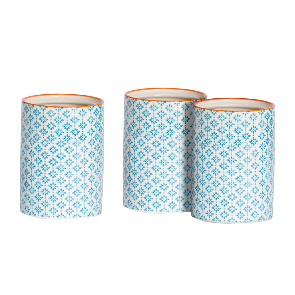 image 1 of Nicola Spring 30 Piece Hand-Printed Dinner Set - Blue
