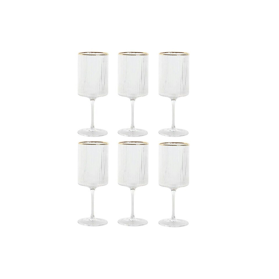 image 1 of Set of glasses Home ESPRIT Transparent Golden Crystal 400 ml (6 Units) N/A