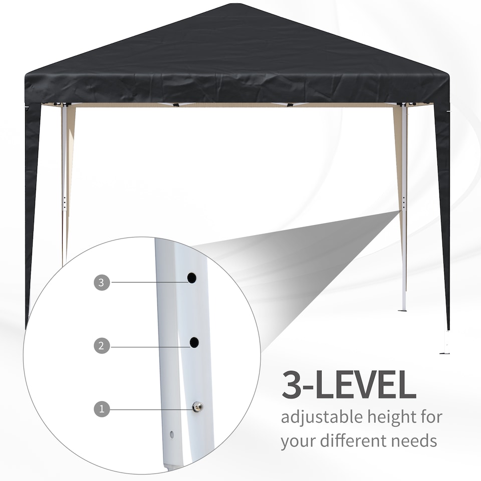 image 1 of Outsunny 3 x 3M Garden Pop Up Gazebo Height Adjustable Marquee Party Tent Wedding Canopy with Carrying Bag, Black