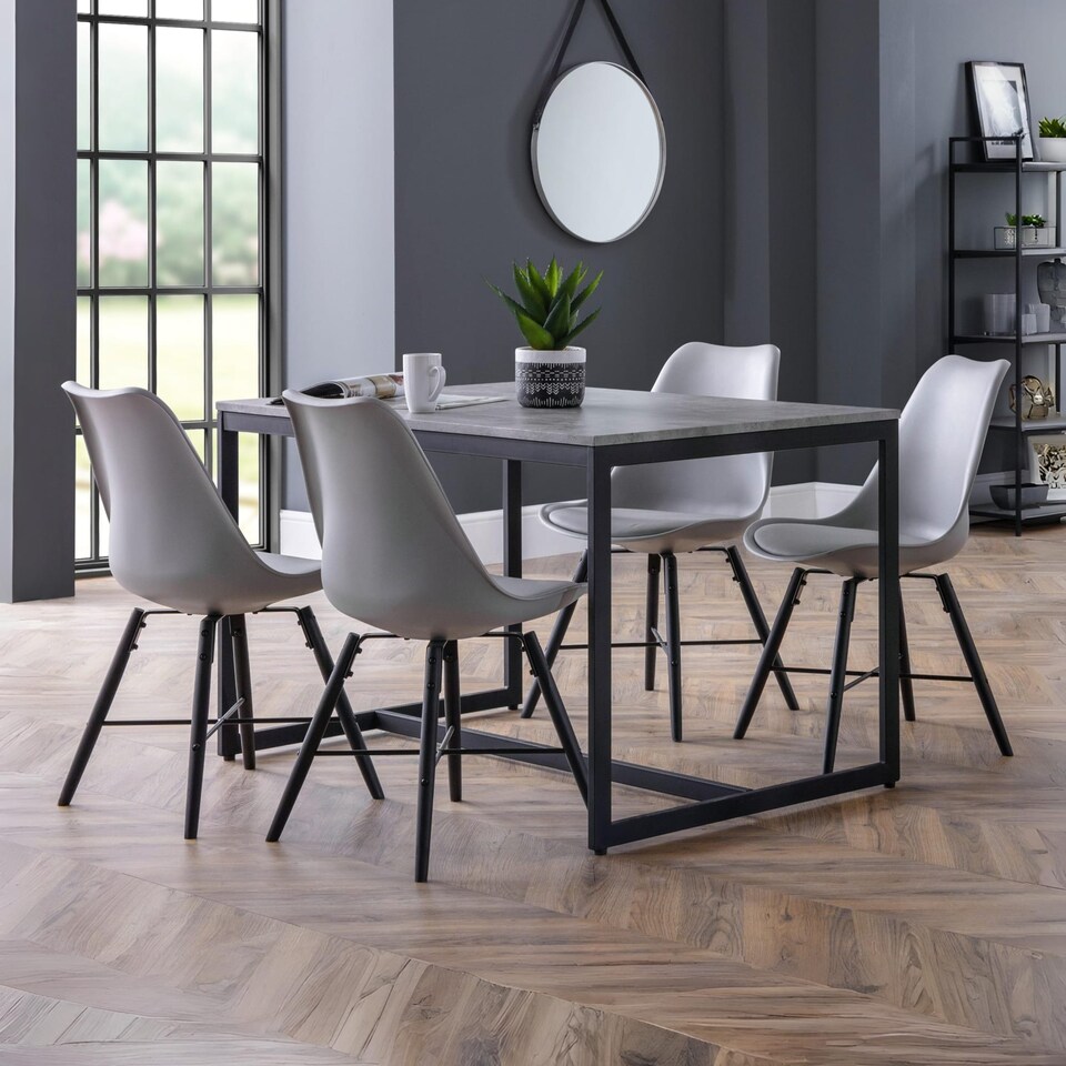 image 1 of Rosedale Elegant Grey Seat & Black Legs Dining Chairs - Set of 2