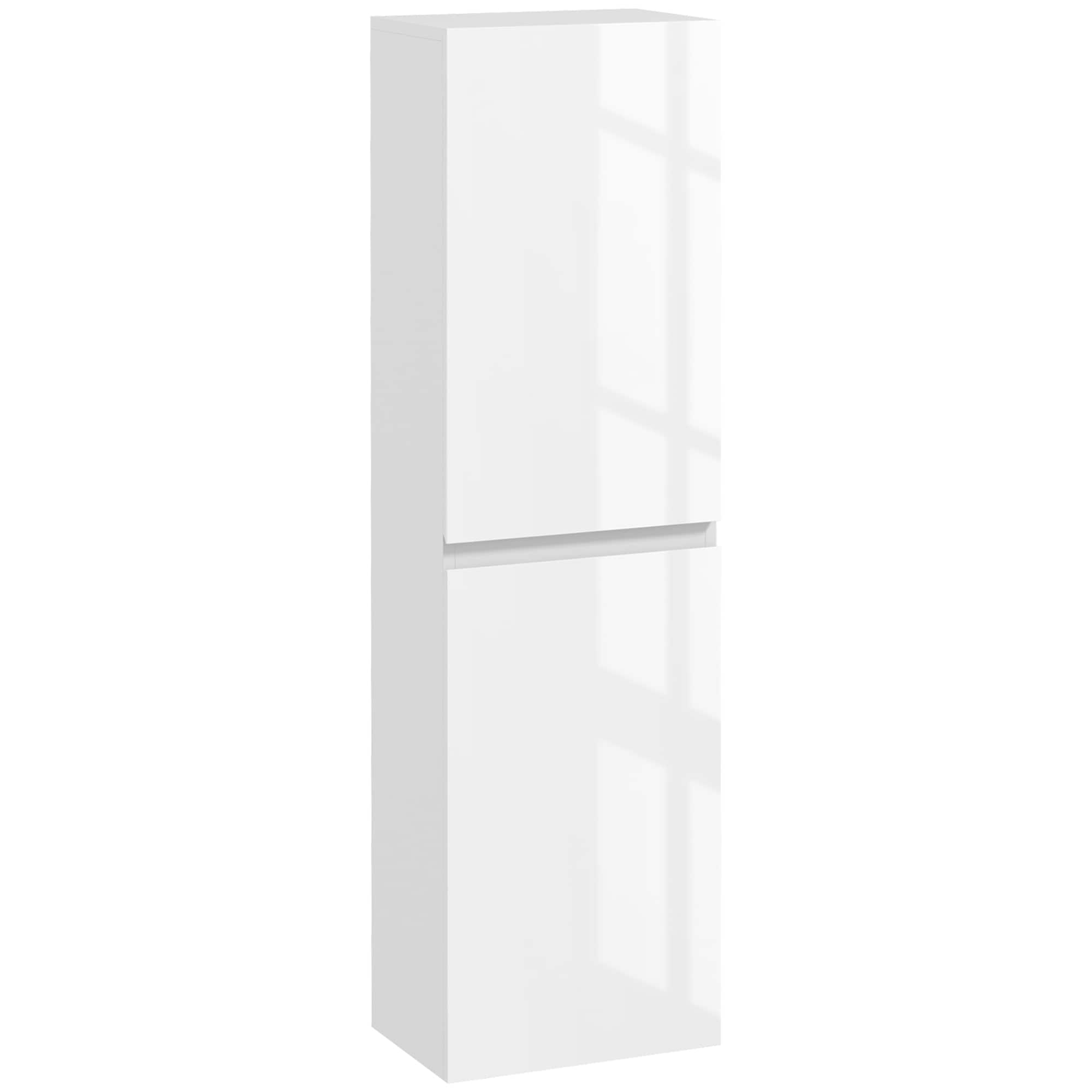 kleankin Bathroom Storage Unit, 2 Cupboards and Shelves, High Gloss White