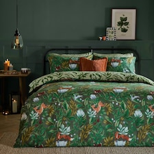 furn. Into The Woods Printed Reversible Duvet Cover Set, Double, Green Green | Double