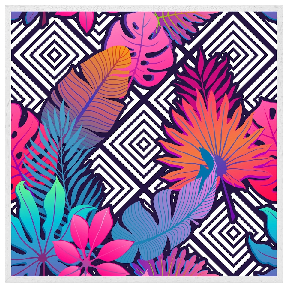 image 1 of Tropical geometric (Picutre Frame) White | XL