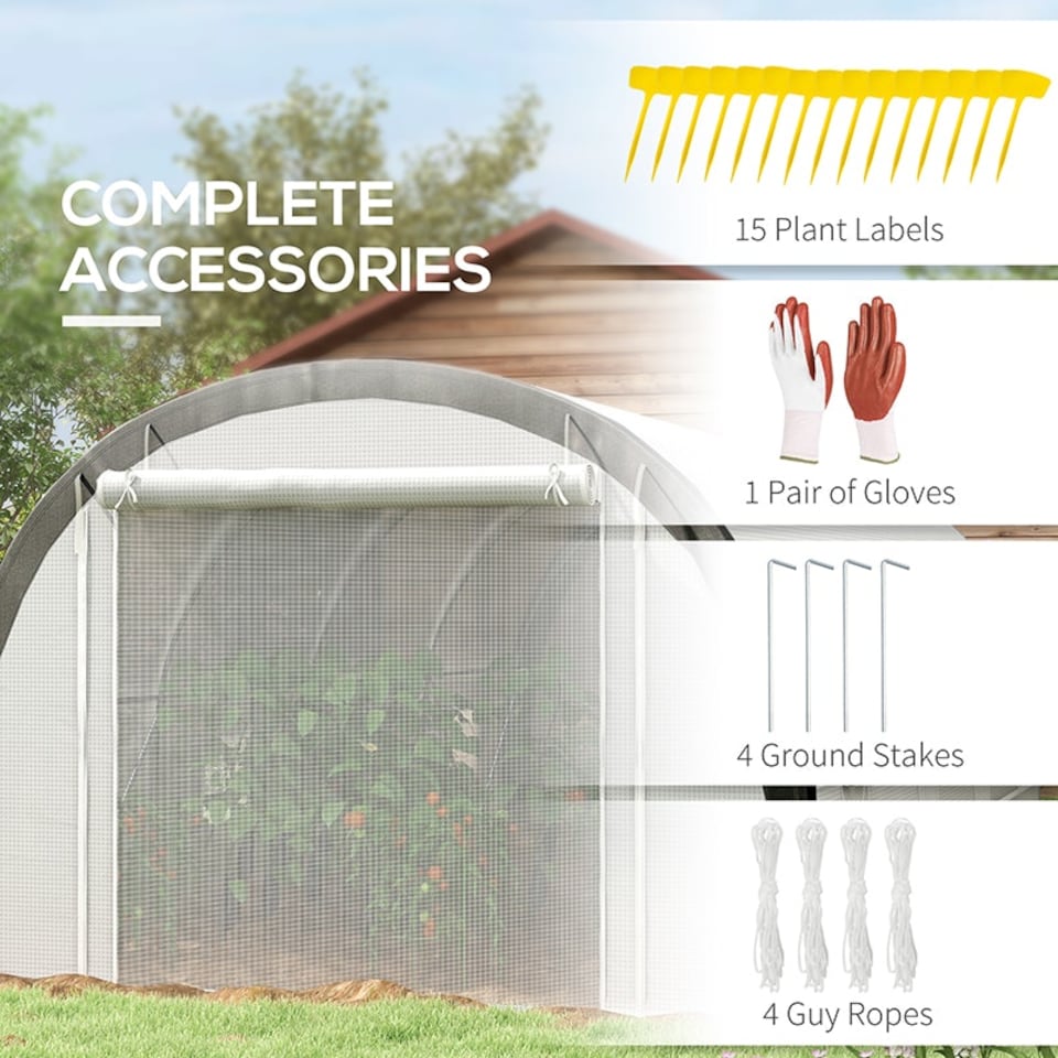 image 1 of Outsunny Walk-in Tunnel Greenhouse, Upgraded Structure, Mesh Door & Windows