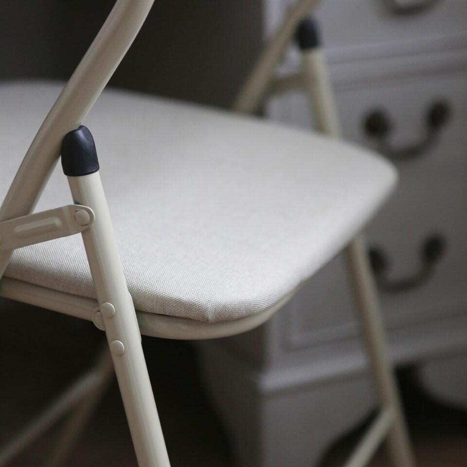 image 1 of Harbour Housewares Fabric Padded Metal Folding Chairs - Beige - Pack of 6 | Cream | Beige