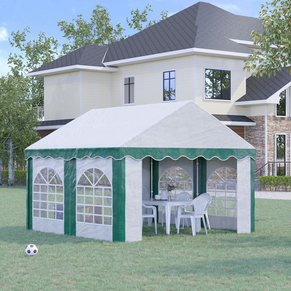 image 1 of Outsunny 4 x 4m Marquee Gazebo, Party Tent with Sides and Double Doors