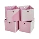 image 1 of Foldable Canvas Storage Folding Box Fabric Cube Cloth Bag 4 Piece Set | Pink